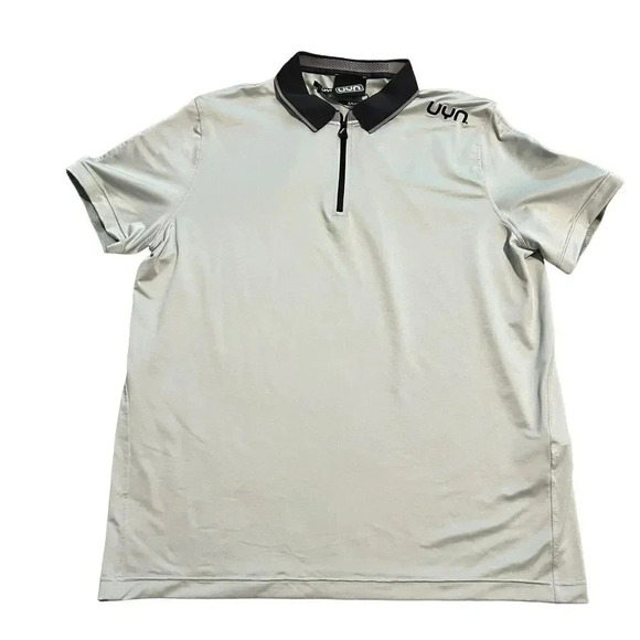 UYN Freemove Performance Polo Shirt Mens Size Large Grey Black Short Sleeve - Picture 2 of 8